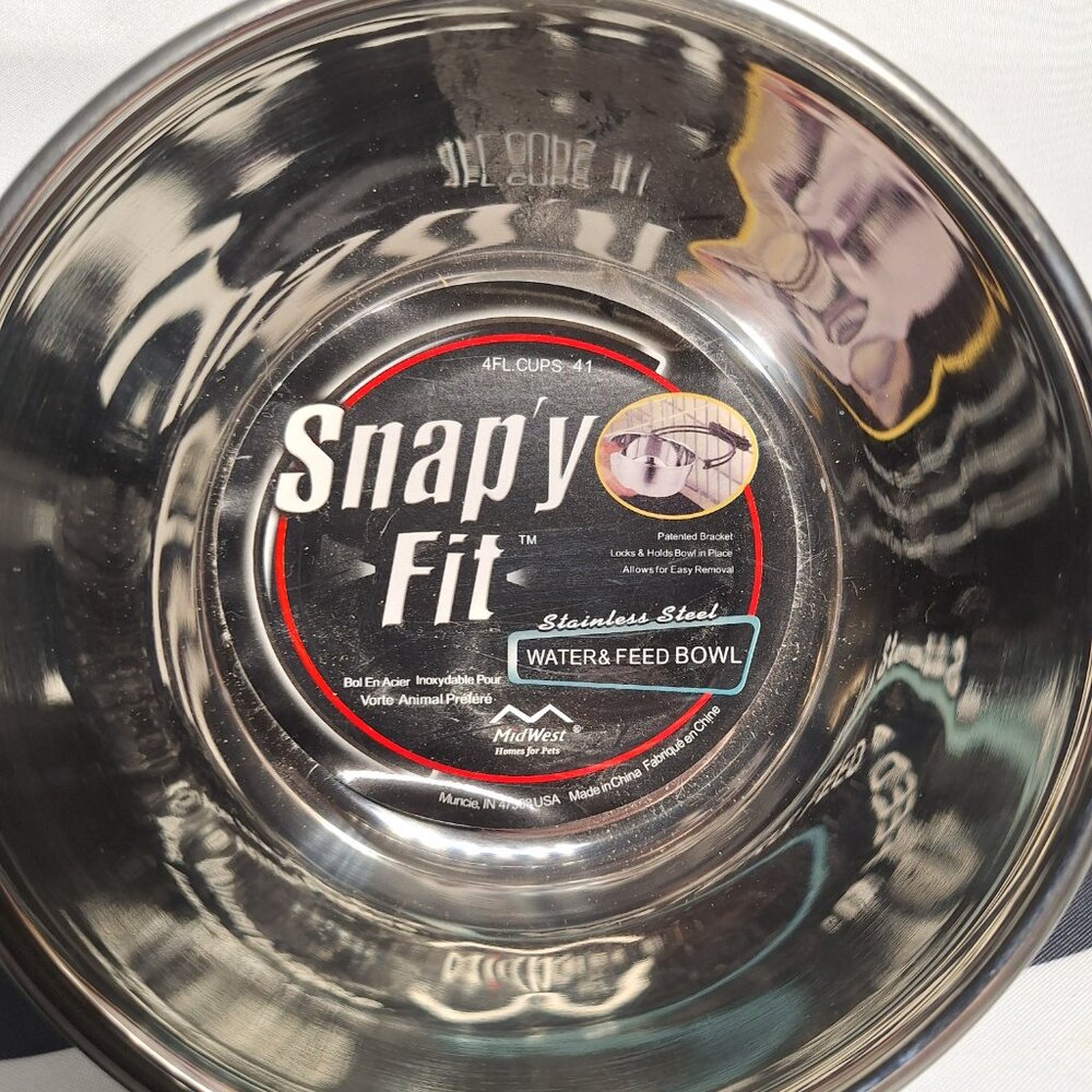 NWT Midwest Snap'y Fit Stainless Steel Water & Feed Bowl - 1 quart (4 cups)